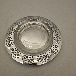 1926 Oneida Silversmith Silver Trinket Tray 2oz 5.75" With Glass Bowl Insert